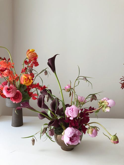 白桌上新鲜简约花卉组成 · 免费素材图片