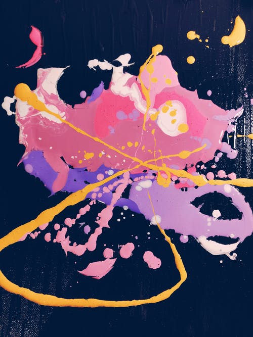 粉色，黄色和紫色抽象绘画 · 免费素材图片