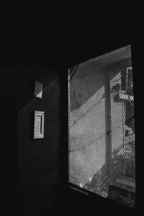 屏风门的单色照片 · 免费素材图片