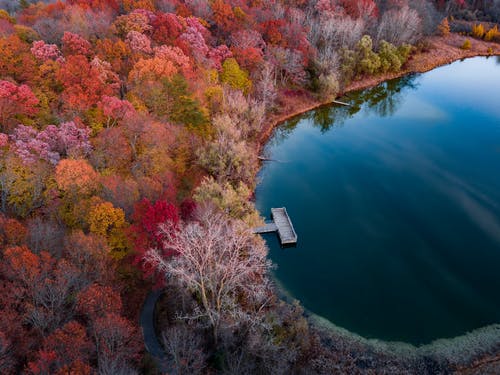 白天湖的鸟瞰图 · 免费素材图片