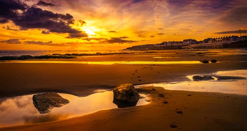 黄金时段沙滩沙的照片 · 免费素材图片