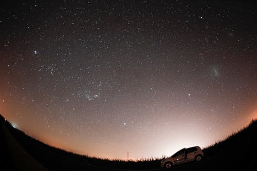 在繁星点点的夜晚草的剪影 · 免费素材图片