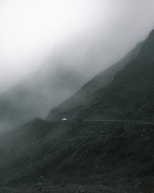 阴天山坡上浓雾 · 免费素材图片