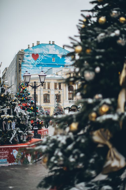 圣诞树与城市装饰品 · 免费素材图片