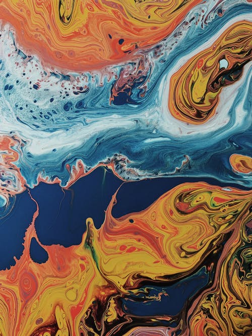 抽象背景与漩涡多色飞溅的油漆 · 免费素材图片