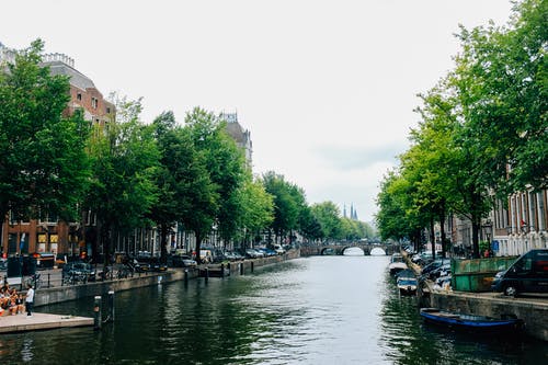 绿树附近的河上的船 · 免费素材图片