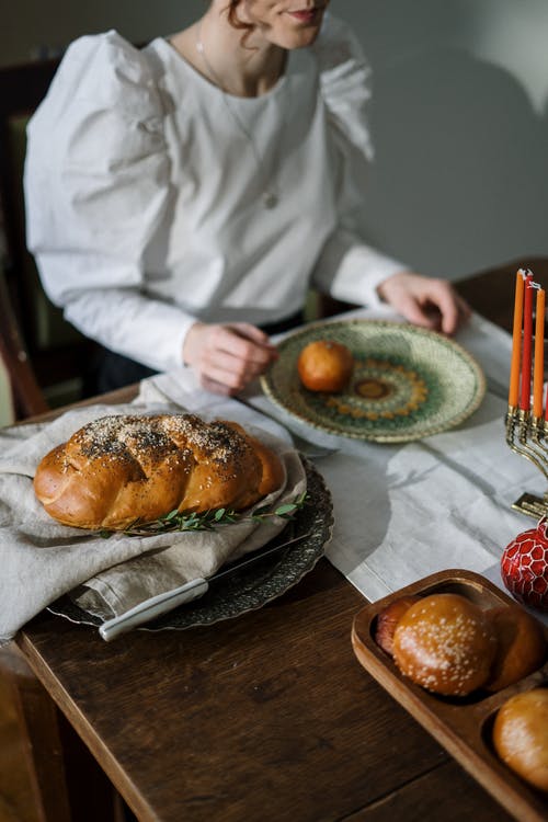 有关challah的, hanukkiah, 以色列早餐的免费素材图片