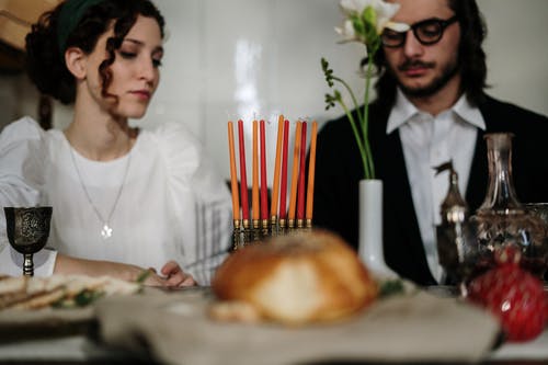 有关challah的, hanukkiah, 一对的免费素材图片