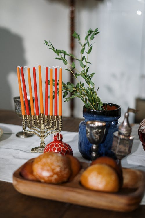 有关challah的, hanukkiah, 以色列早餐的免费素材图片