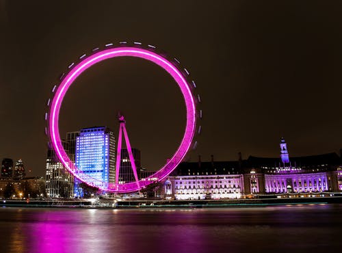 有关伦敦眼, 光, 反射的免费素材图片