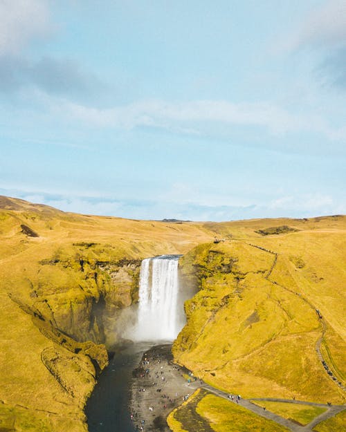 有关skogafoss, 下落, 人的免费素材图片