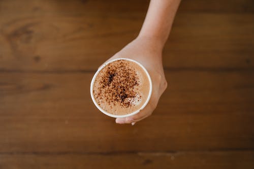 有关一杯咖啡, 俯视图, 卡布奇诺的免费素材图片