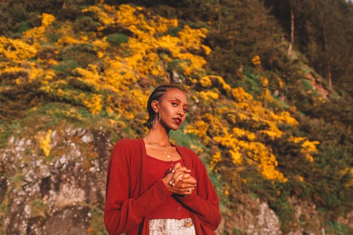 华丽的黑女人，用玉米和化妆 · 免费素材图片