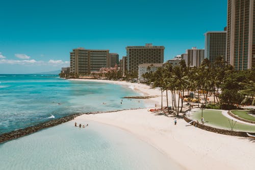 有关夏威夷, 威基基海滩, 无人机相机的免费素材图片