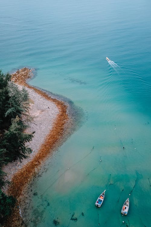 小船在海岸线附近的海水中漂浮 · 免费素材图片