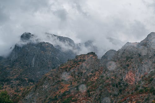 洛矶山脉与植物在云层中 · 免费素材图片