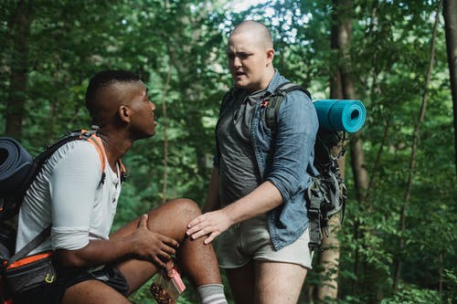 游客在森林里互相交谈 · 免费素材图片