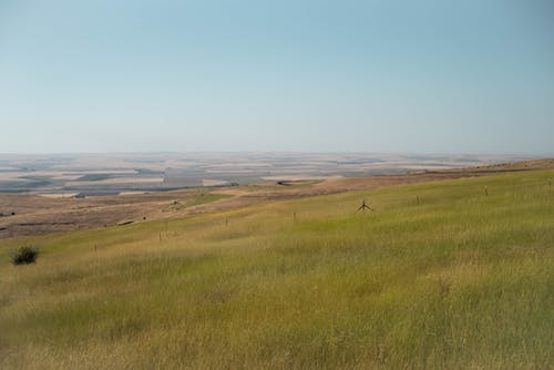 绿草如茵的球场上万里无云的天空 · 免费素材图片