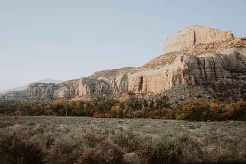 山谷的岩石峭壁与植被 · 免费素材图片