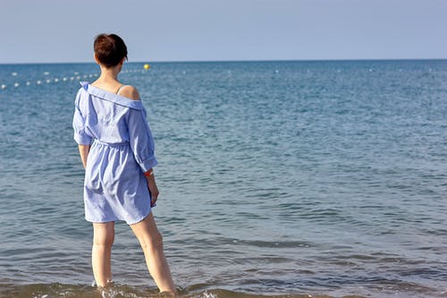有关女人, 後视图, 海滩的免费素材图片