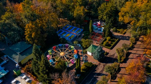 有关游乐设施, 无人空拍机, 空中镜头的免费素材图片