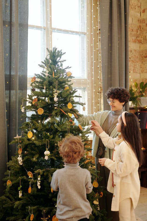 家庭装饰一棵圣诞树 · 免费素材图片