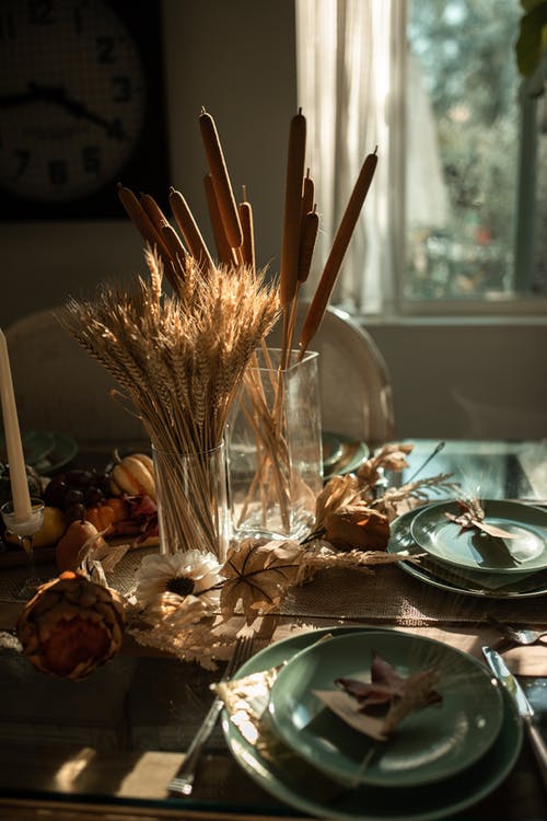 棕色和白色棍子在透明玻璃花瓶上 · 免费素材图片