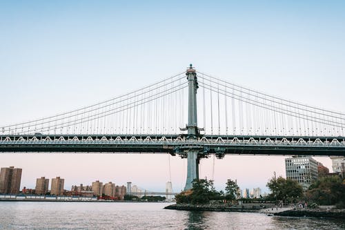 在现代城市中河悬索桥 · 免费素材图片