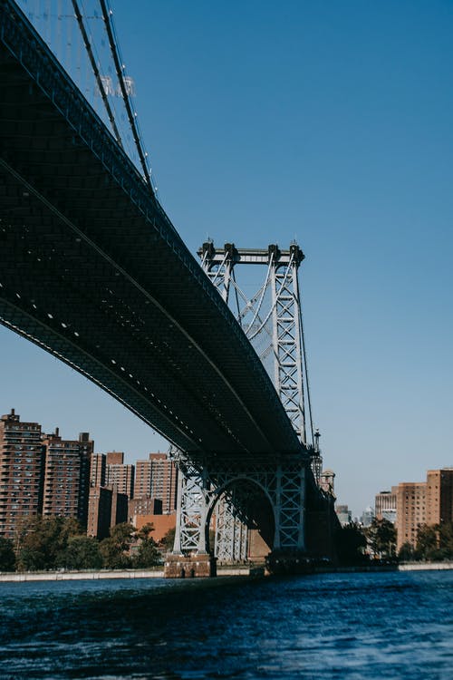 吊桥荡漾的蓝河 · 免费素材图片