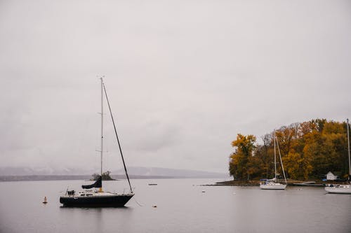 小船在秋天漂浮在岸上 · 免费素材图片