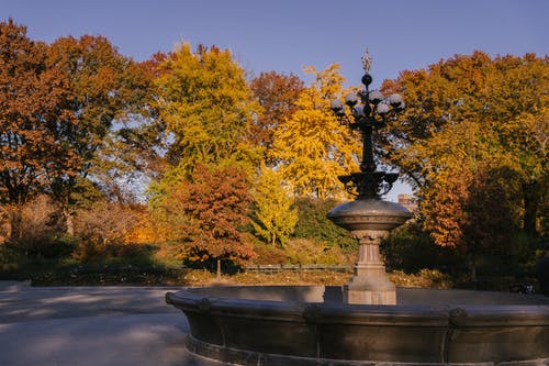 樱桃山喷泉放在秋天的公园 · 免费素材图片