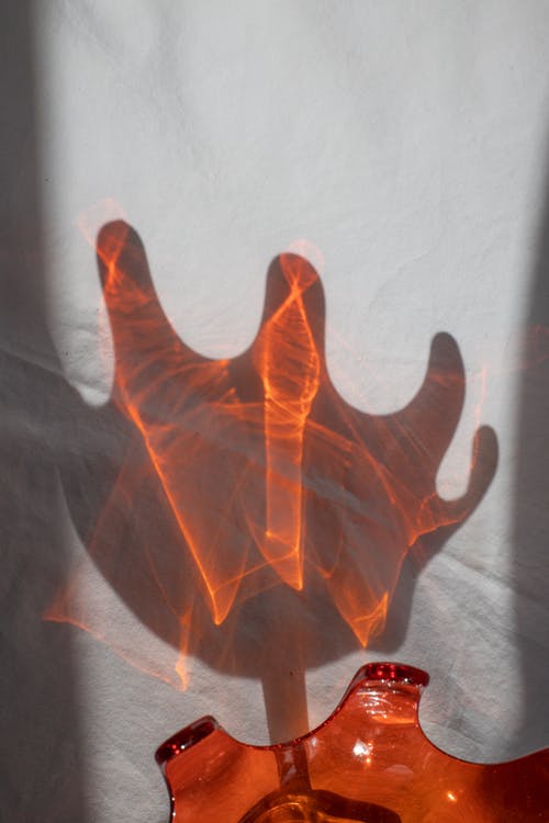 墙上的红色玻璃花瓶的折射 · 免费素材图片