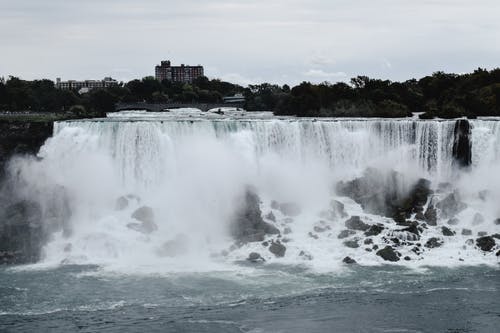 水落在绿树附近 · 免费素材图片