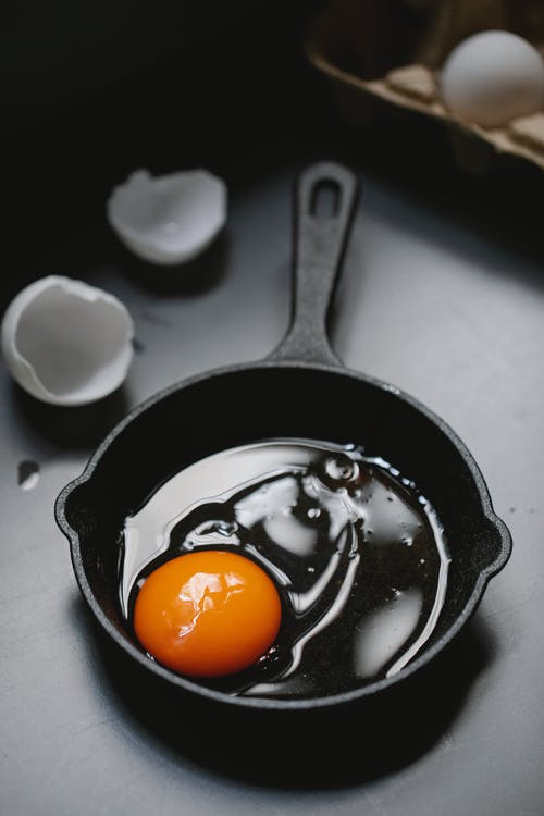 黑色煎锅上的鸡蛋 · 免费素材图片