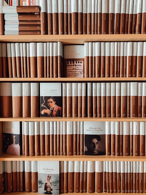 棕色木架子上的书 · 免费素材图片