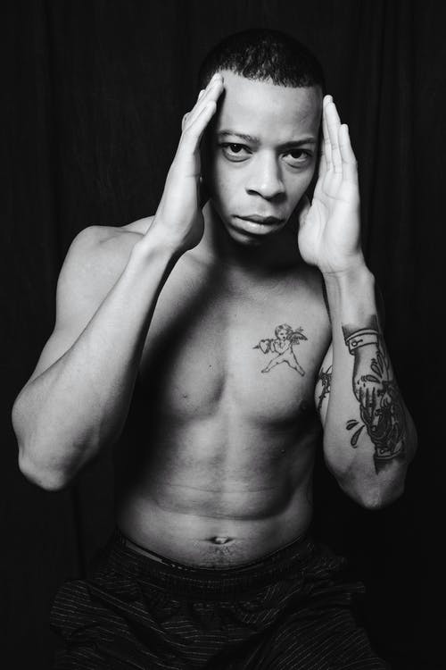 有关刺青的, 半裸, 垂直拍摄的免费素材图片