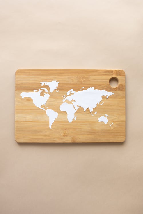 有关Flatlay, 世界地图, 切菜板的免费素材图片