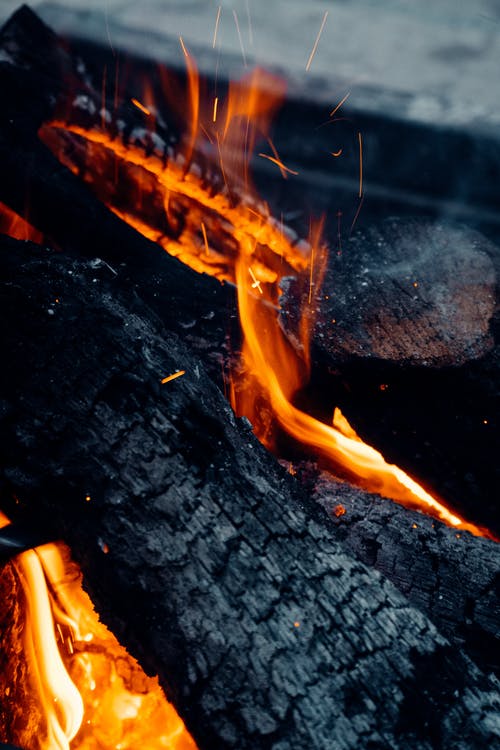有关垂直拍摄, 大火, 木炭的免费素材图片