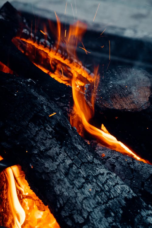 有关垂直拍摄, 大火, 木炭的免费素材图片