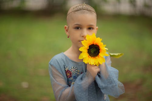 有关儿童, 剃光头, 向日葵的免费素材图片