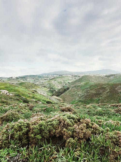 有关丘陵, 垂直拍摄, 多云的天空的免费素材图片