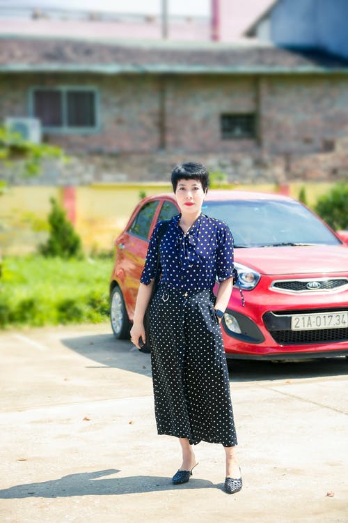 有关圆点连衣裙, 垂直拍摄, 女人的免费素材图片