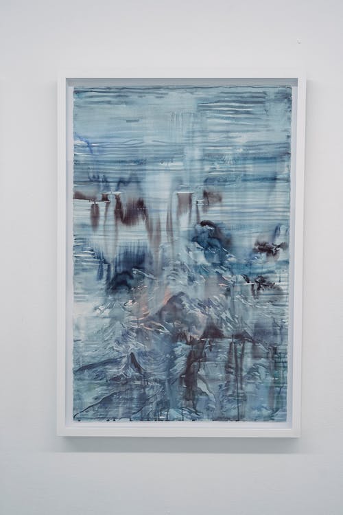 蓝色和白色抽象绘画 · 免费素材图片