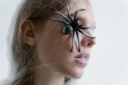 被蜘蛛网困住的无助女人的特写照片 · 免费素材图片