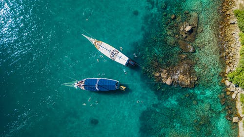 有关俯视图, 土耳其蓝, 帆船的免费素材图片