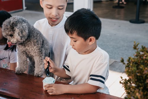 爸爸和儿子吃冰淇淋 · 免费素材图片