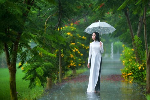 有关下雨, 人行道, 传统服装的免费素材图片