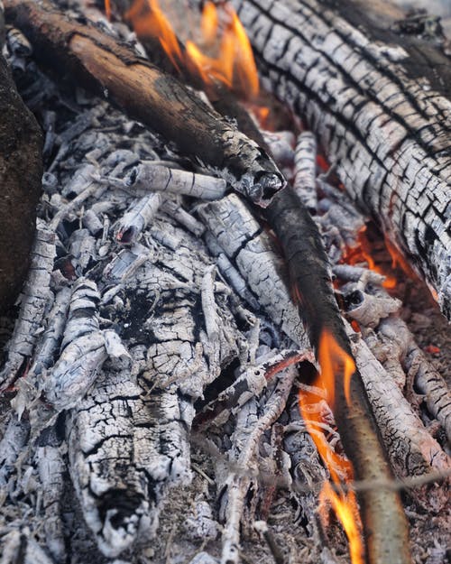 有关升火的木柴, 垂直拍摄, 大火的免费素材图片