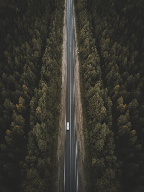 路上的一辆白色汽车 · 免费素材图片