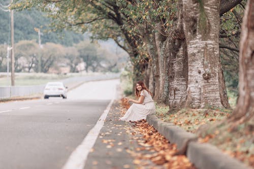 有关autum, 坐, 女性的免费素材图片